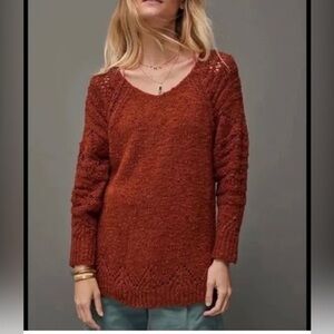Pilcro Woven Burnt Orange Tunic Sweater